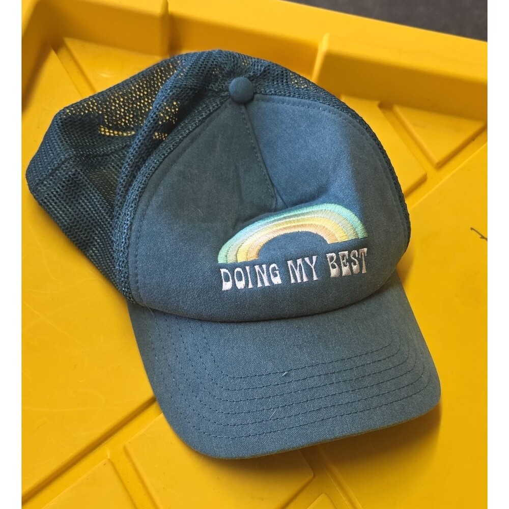 Mighty Fine Blue Trucker Hat Mesh Back Adjustable One Size Doing My Best Patch